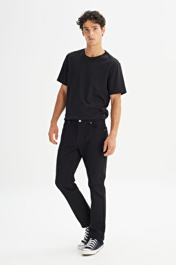 Pamuklu Slim Fit Dar Kesim Jean Denim Kot Denim Esnek Pantolon - Clean Black-ML701016AE (görsel 3)