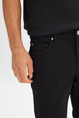 Pamuklu Slim Fit Dar Kesim Jean Denim Kot Denim Esnek Pantolon - Clean Black-ML701016AE (görsel 4)