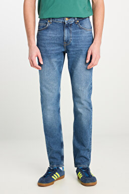 Rider Slim Fit Dar Kesim Normal Bel Mavi Pamuklu Esnek Denim Pantolon - Worn From Raw-ML701KNHD (görsel 3)