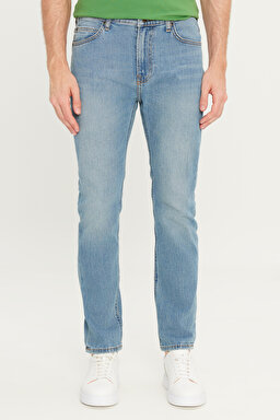 Rider Slim Fit Dar Kesim Normal Bel Dar Paça Pamuklu Esnek Açık Mavi Jean Denim Pantolon - Lt Used Marvin-ML701KNMB (görsel 3)