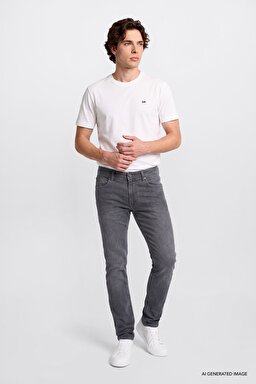 Pamuklu Slim Fit Dar Kesim Cepli Esnek Denim Jean Kot Pantolon - Ashes-ML7199020905