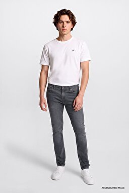 Pamuklu Slim Fit Dar Kesim Cepli Esnek Denim Jean Kot Pantolon - Ashes-ML7199020905 (görsel 2)