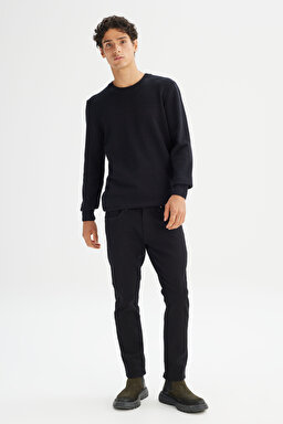 Luke Pamuklu Slim Fit Dar Kesim Cepli Esnek Jean Kot Denim Pantolon - Black-ML719HFAE