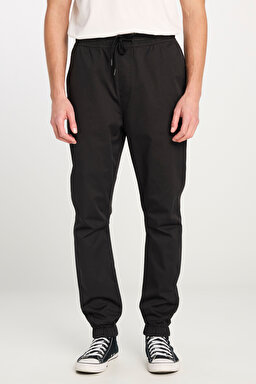 Regular Fit Normal Kesim Ribanalı Paça Pamuklu Siyah Jogger Pantolon - Black-MLM04008001 (görsel 3)