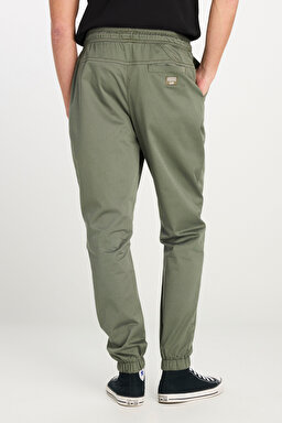 Regular Fit Normal Kesim Ribanalı Paça Pamuklu Haki Jogger Pantolon - Khaki-MLM04008801 (görsel 4)