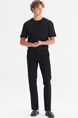 Texas Pamuklu Regular Fit Normal Kesim Cepli Jean Kot Denim Pantolon - Black-MW12109004