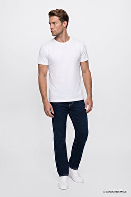Texas Slim Fit Normal Bel Denim Esnek Jean Kot Pantolon - Deep Blue-MW12S001397 (görsel 2)