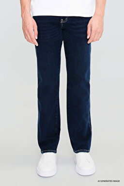 Texas Slim Fit Normal Bel Denim Esnek Jean Kot Pantolon - Deep Blue-MW12S001397 (görsel 3)