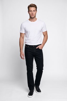 Texas Pamuklu Slim Fit Dar Kesim Cepli Esnek Jean Kot Denim Pantolon - Black-MW12S016100