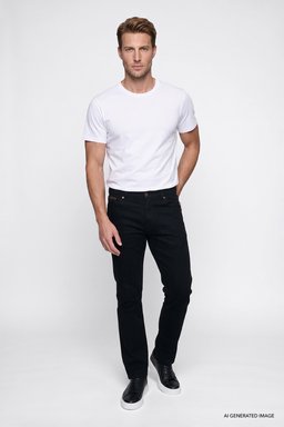 Texas Pamuklu Slim Fit Dar Kesim Cepli Esnek Jean Kot Denim Pantolon - Black-MW12S016100 (görsel 2)