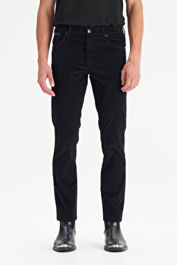 Texas Pamuklu Slim Fit Dar Kesim Cepli Esnek Kadife Pantolon - Black-MW12SEC100 (görsel 2)