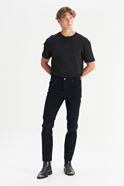 Texas Pamuklu Slim Fit Dar Kesim Cepli Esnek Kadife Pantolon - Black-MW12SEC100 (görsel 3)