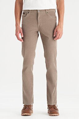 Pamuklu Texas Slim Fit Dar Kesim Cepli Esnek Kadife Pantolon - Brown-MW12SEC185 (görsel 2)