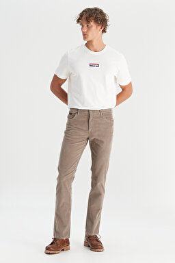 Pamuklu Texas Slim Fit Dar Kesim Cepli Esnek Kadife Pantolon - Brown-MW12SEC185 (görsel 3)