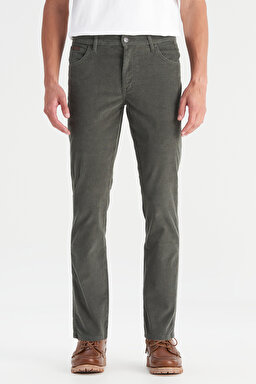 Pamuklu Texas Slim Fit Dar Kesim Cepli Esnek Kadife Pantolon - Green-MW12SEC300 (görsel 2)