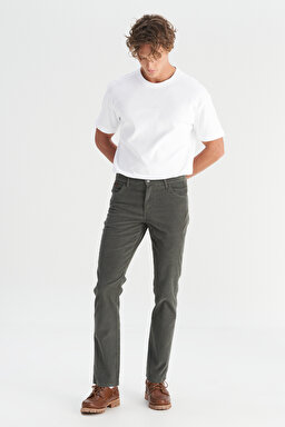 Pamuklu Texas Slim Fit Dar Kesim Cepli Esnek Kadife Pantolon - Green-MW12SEC300 (görsel 3)