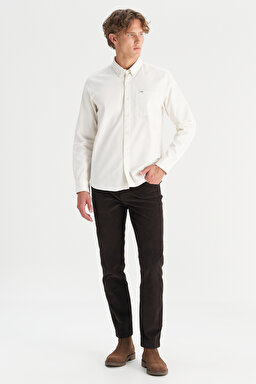 Pamuklu Texas Slim Fit Dar Kesim Cepli Esnek Kadife Pantolon - Coffee Bean-MW12SECH31