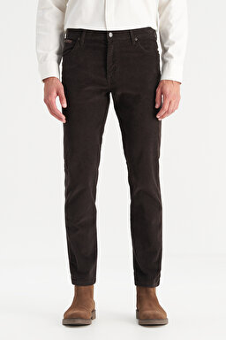 Pamuklu Texas Slim Fit Dar Kesim Cepli Esnek Kadife Pantolon - Coffee Bean-MW12SECH31 (görsel 2)