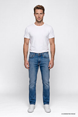 Pamuklu Greensboro Straight Fit Jean Kot Denim Pantolon - WornBroke-MW15Q2622537X (görsel 2)