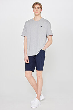Pamuklu Slim Fit Dar Kesim 5 Cepli Esnek Şort - Navy-MW211205410