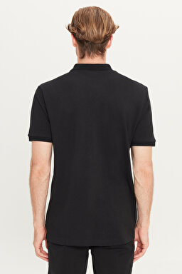 %100 Pamuk Regular Fit Normal Kesim Siyah Polo Yaka Tişört - Black-MW211837001 (görsel 5)