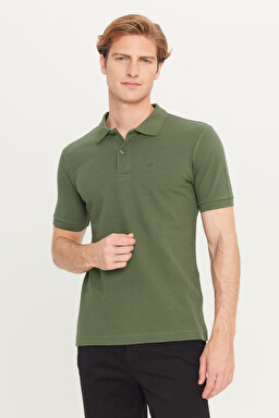 %100 Pamuk Regular Fit Normal Kesim Yeşil Polo Yaka Tişört - Green-MW211837300 (görsel 2)
