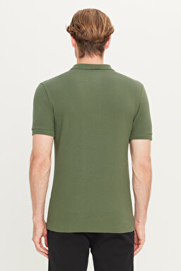 %100 Pamuk Regular Fit Normal Kesim Yeşil Polo Yaka Tişört - Green-MW211837300 (görsel 5)