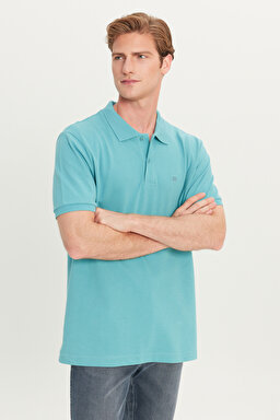 %100 Pamuk Regular Fit Normal Kesim Mint Yeşili Polo Yaka Tişört - Mint Green-MW211837303 (görsel 2)