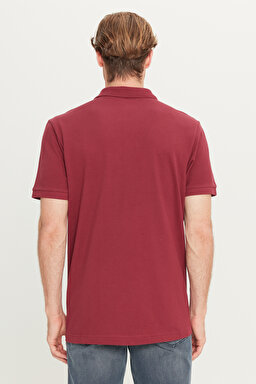 %100 Pamuk Regular Fit Normal Kesim Bordo Polo Yaka Tişört - Bordoeux-MW211837800 (görsel 5)