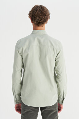 %100 Pamuk Regular Fit Normal Kesim Cep Detaylı Mint Yeşili Gömlek - Mint Green-MW241464303 (görsel 5)
