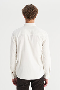%100 Pamuk Regular Fit Normal Kesim Cep Detaylı Bej Gömlek - Beige-MW241464614 (görsel 5)