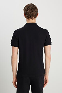 %100 Pamuk Regular Fit Normal Kesim Siyah Polo Yaka Tişört - Black-MW7D5K4XX2T001 (görsel 5)