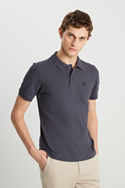 %100 Pamuk Regular Fit Normal Kesim Antrasit Polo Yaka Tişört - Anthracite-MW7D5K4XX2T003 (görsel 2)