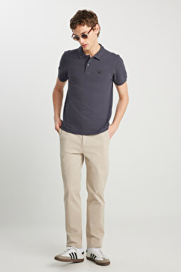 %100 Pamuk Regular Fit Normal Kesim Antrasit Polo Yaka Tişört - Anthracite-MW7D5K4XX2T003 (görsel 3)