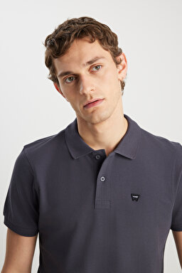 %100 Pamuk Regular Fit Normal Kesim Antrasit Polo Yaka Tişört - Anthracite-MW7D5K4XX2T003 (görsel 4)