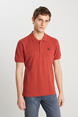 %100 Pamuk Regular Fit Normal Kesim Kiremit Rengi Polo Yaka Tişört - Brick-MW7D5K4XX2T222 (görsel 2)
