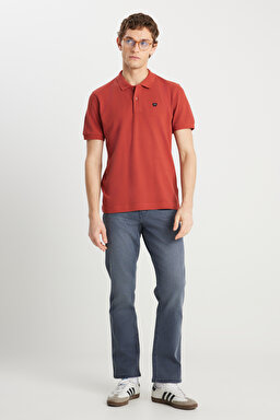 %100 Pamuk Regular Fit Normal Kesim Kiremit Rengi Polo Yaka Tişört - Brick-MW7D5K4XX2T222 (görsel 3)