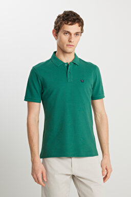 %100 Pamuk Regular Fit Normal Kesim Yeşil Polo Yaka Tişört - Green-MW7D5K4XX2T300