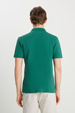 %100 Pamuk Regular Fit Normal Kesim Yeşil Polo Yaka Tişört - Green-MW7D5K4XX2T300 (görsel 5)