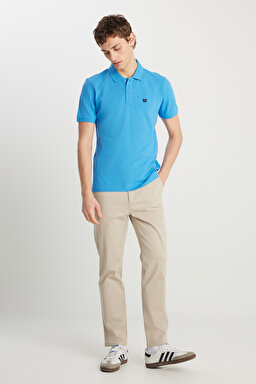 %100 Pamuk Regular Fit Normal Kesim Lacivert Polo Yaka Tişört - Sax-MW7D5K4XX2T403 (görsel 3)