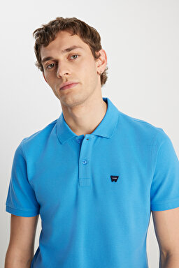 %100 Pamuk Regular Fit Normal Kesim Lacivert Polo Yaka Tişört - Sax-MW7D5K4XX2T403 (görsel 4)