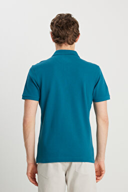 %100 Pamuk Regular Fit Normal Kesim Petrol Rengi Polo Yaka Tişört - Petrol-MW7D5K4XX2T405 (görsel 5)