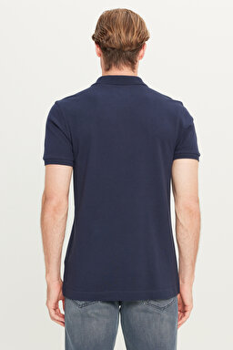 %100 Pamuk Regular Fit Normal Kesim Lacivert Polo Yaka Tişört - Navy-MW7D5K4XX2T410 (görsel 5)
