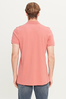 %100 Pamuk Regular Fit Normal Kesim Açık Pembe Polo Yaka Tişört - Dusty Rose-MW7D5K4XX2T532 (görsel 5)