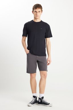 %100 Pamuk Relaxed Fit Normal Kesim Bisiklet Yaka Siyah Tişört - Black-MW7NM203877001 (görsel 3)