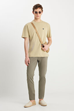 %100 Pamuk Relaxed Fit Geniş Kesim Minimal Logo Yeşil Tişört - SeaFoamGreen-MW7NM203877303 (görsel 3)