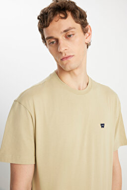 %100 Pamuk Relaxed Fit Geniş Kesim Minimal Logo Yeşil Tişört - SeaFoamGreen-MW7NM203877303 (görsel 4)