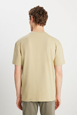 %100 Pamuk Relaxed Fit Geniş Kesim Minimal Logo Yeşil Tişört - SeaFoamGreen-MW7NM203877303 (görsel 5)