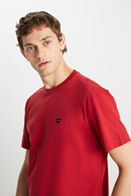 %100 Pamuk Relaxed Fit Geniş Kesim Minimal Logo Kırmızı Tişört - Red-MW7NM203877600 (görsel 4)