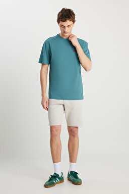 %100 Pamuk Relaxed Fit Geniş Kesim Minimal Logo Lacivert Tişört - Hydro-MW7NM203877W25 (görsel 3)
